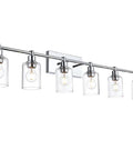 Dope Three Light Vanity Fixture In Brushed Nickel Finish With Clear Glass Cylinder Shades For Over Mirror Bathroom Lighting