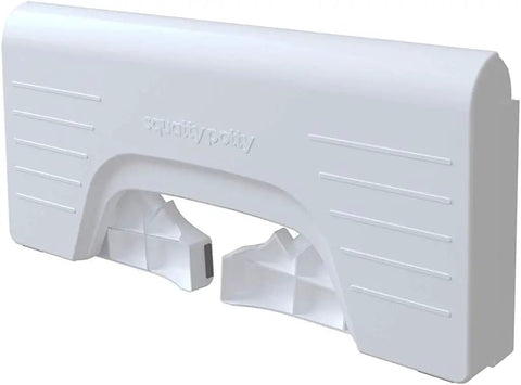 Fold N Stow Compact Foldable Toilet Stool White 8 Inch Space Saving Design, folded view, space-saving bathroom accessory