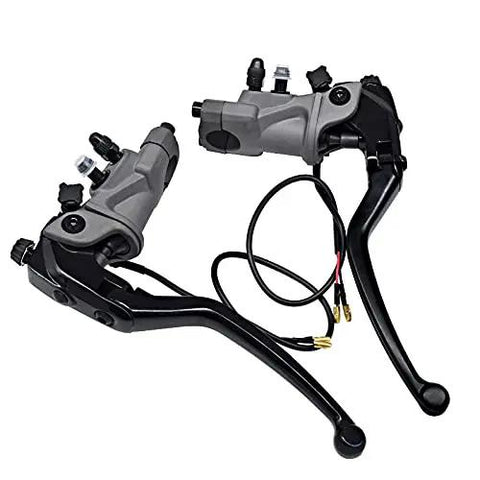 Seven Eighths Inch Universal CNC Hydraulic Brake Clutch Master Cylinder Kit with Adjustable Lever and Reservoir, black, side view
