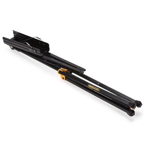 Two Section Music Stand BS100B With EZ Angle Roller And Anti Slip Desk Clutchless Grip Height Adjustment With Inner Locking Mechanism For Quick Secure Positioning, Easy Tilt Control And Stable Sheet Support For Musicians, folded black metal stand