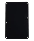 Black electric guitar back plate cover with 6-hole plastic cavity backplate closed style replacement tremolo cover for repair, refits, hardware restore.