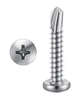 Heavy Duty 100 Pack 8 X Half Inch 410 Stainless Steel Pan Head Self Tapping Screws With Phillips Drive close-up image showing screw details.