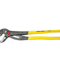 10 Inch Quick Adjust Tongue And Groove Pliers With Push Button Ratchet For Fast Positioning, yellow handle, side view