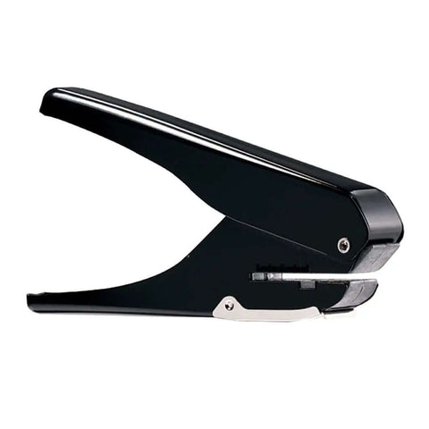 Side view of Portable Oval Hole Puncher 1 Inch Hole Size, 10 Sheets Capacity, Adjustable Punch, Positioning Ruler, Heavy Duty Crafting Binder Tool.