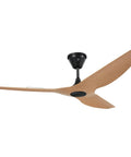 Built Tough Smart Outdoor Ceiling Fan Marine Coastal Grade Wet Rated Salt Resistant Storm Ready With Wireless Remote Control And Universal Mount And Ten Inch Extension Tube For Rough Sea Breeze Decks with light wood blades and black motor.