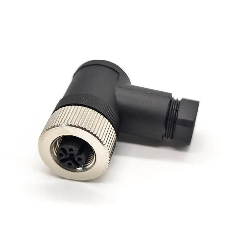 Field Ready 4 Pin Right Angle Plug And Play M12 Style Circular Sensor Connector Socket with screw locking plastic housing