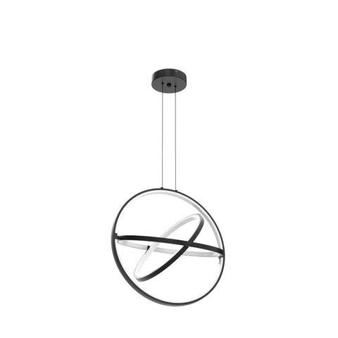 Modern LED Chandelier With 3 Rings Black Circle Pendant Lighting Dimmable Round Ring Ceiling Fixture For Kitchen Island Dining