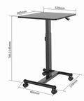Smooth Casters Let You Slide This Beast Anywhere Upgrade Your Daily Grind With Height Adjustable Mobile Standing Desk dimensions 600mm by 520mm black steel frame.