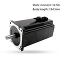 Angled front view of 86-flange CNC open-loop brake stepper motor with metal shaft