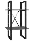 Two-Tier Gray Engineered Wood Book Cabinet For Home Office, Space Saving 27.6 Inches Tall Bookcase, industrial style frame.