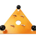 Heavy Duty Electric Wood Slotting And Chamfering Machine Inside Roll Away Case For Crisp Corner Bevels features an orange triangular base with knobs.