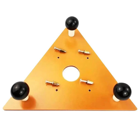 Heavy Duty Electric Wood Slotting And Chamfering Machine Inside Roll Away Case For Crisp Corner Bevels features an orange triangular base with knobs.
