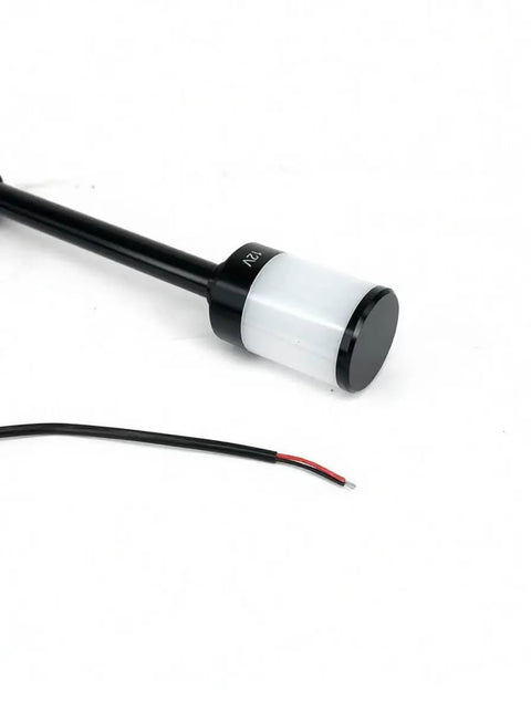 Side view of DC 12V LED Signal Tower Light with L Shaped Base, showing wiring, for CNC Mechanical Equipment Alarm Light Stacking Tower.