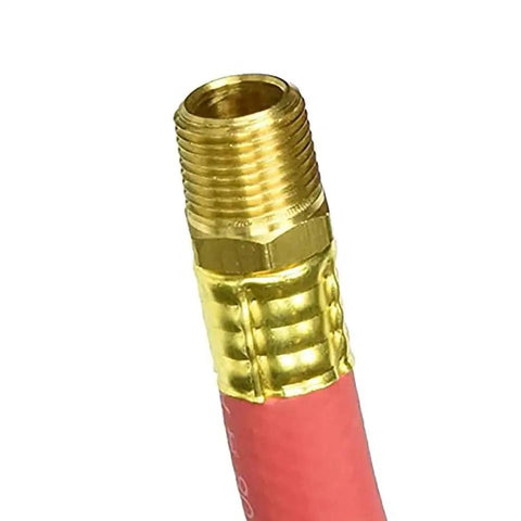 Tuff As Nails Rubber Air Hose Whip Snubber end with gold fittings, designed for impact tools at 200 PSI, single piece coupling.