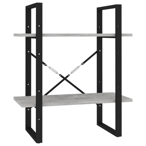 5 Tier Industrial Bookcase Tall Concrete Grey Bookshelf With Black Metal Frame Built To Last Adjustable Shelves Storage Display