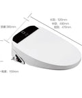 Smooth Operator Smart Toilet Seat Cover Featuring Auto Heated Bidet Function Remote Controlled Warm Air Drying compact waterproof lid, side view with dimensions.