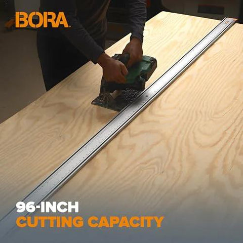 Person using NGX 96 Inch Clamp Edge System With Quick Connect And Quick Lock Lever For Fast, Accurate Straight Cuts On Circular Saws