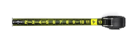 Vortex BH 41-Piece Shockforce NE AP Tool Set For Pros tape measure extended to 13 inches, black casing with yellow markings.