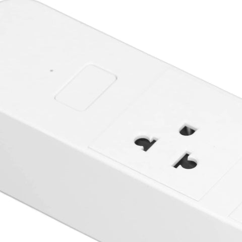Close-up of Kickass Smart Power Strip Featuring Four AC Outlets USBC Fast Charger with a power button.