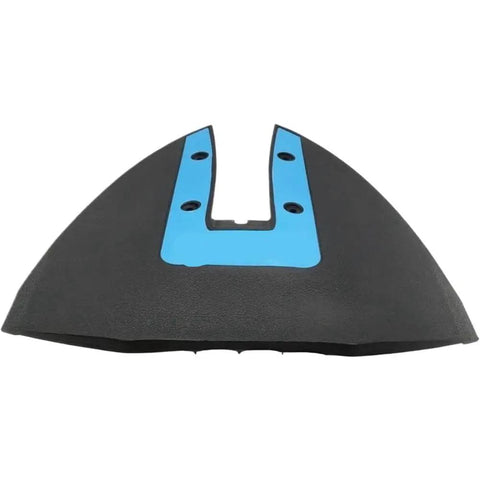 Black and blue Whale Tail Hydrofoil Stabilizer For Eight To Forty HP Outboard And Stern Drive Motors, top view.