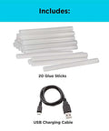 20 glue sticks and USB charging cable for 4V MAX Cordless Glue Gun USB Rechargeable Quick Heat Up In 30 Seconds Stand Up Base