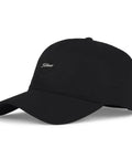 Montauk Lightweight Golf Hat With UPF 50 Sun Protection Black White Adjustable Velcro Cap Clean Unstructured Front Panel Standard Curve Bill For All Day Golf On The Green, side view