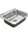 Glowtone 25 Inch Stainless Steel Topmount Kitchen Sink With 4-Hole Design, 8 Inch Deep Single Bowl, Fits 30 Inch Cabinets, Pro Grade T-304