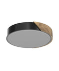 Round Wood Grain Black Flush Mount Ceiling Light 12 Inch 24W LED Fixture, Warm White 3000K, Not Dimmable, Sleek Modern Design