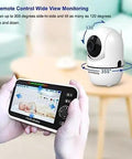 Super Crisp 5 Inch No WiFi Baby Monitor Featuring Dual Pan Tilt Zoom Lenses And Rock Solid Two Way Audio Uses Secure Private Link For Zero Hassle Setup And Smooth Nighttime Coverage Daily remote control display showing camera monitoring from parent unit.