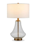 23 Inch Tall Table Lamp With Seeded Glass Shade Polished Nickel Finish And Flax Linen Fabric A Stylish Nightstand Or Side Table Light That Delivers Cozy Glow And Modern Vibe featuring a curved glass base and drum shade