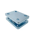 Beefed Up Heavy Duty Bearing Plate Turntable 6.3 By 4.53 Inches 5000 Lb Rating Kingpinless Design Greaseable Steel Construction For Rugged Industrial Use, side view showing steel material and bolt holes.