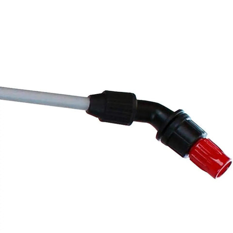 Close-up of nozzle from Portable 1 Gallon Heavy Duty Sprayer With Easy Fill Funnel Top, Reinforced Braided Hose, Removable Connector