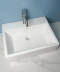 USZWBY Vessel Sinks Bathroom Vessel Sink Simple Ceramic Above-Ground Basin balcony wash wall-mounted bowl sink, top view.