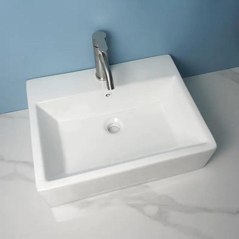 USZWBY Vessel Sinks Bathroom Vessel Sink Simple Ceramic Above-Ground Basin balcony wash wall-mounted bowl sink, top view.