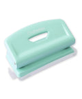 Mint finish 2 Hole Puncher with Waste Tray, 10 sheet capacity, metal puncher with adjustable guide, non-slip base visible.