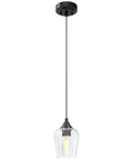 Matte Black Pendant Light For Kitchen Island With E26 Base And Adjustable Cable, Glass Cylinder Shade, Sleek Modern Fixture