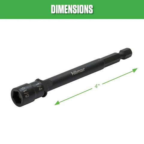 Workhorse 4 Inch One Quarter And Five Sixteenths Reversible Magnetic Nut Driver Three Pack With Quick Socket Change And Slippage Resistant Design, Durable Magnetic Tip And Ergonomic Grip For Fasteners And Easy Nut Driving shown with dimensions