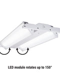 Low Profile LED High Bay Light 23000 Lumens 5000K Dimmable 166 Watt equivalent with rotatable light engines and aimable optics.