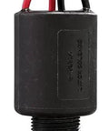 Battery Powered Sprinkler Controller Add On Solenoid with black casing and red and black wires