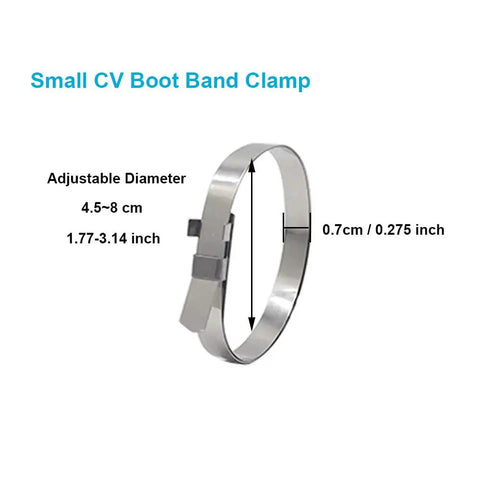 Small CV boot band clamp from Universal CV Boot Band Clamp Tool Kit With Adjustable Drive Shaft Clamps, Pro Grade Axle Boot Pliers, 13Pcs Automotive Banding Kit For Most Cars, Easy Install, No Fuss Tensioning And Secure Boot Banding.