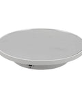 White Electric Turntable for jewelry displays showcasing a 360-degree glass rotation for pro-quality photos.