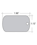 Diagram of Bike Life Aluminum Keychain Dog Tag Gold Finish Laser Engraved Made In USA Lightweight Cycling Accessory dimensions