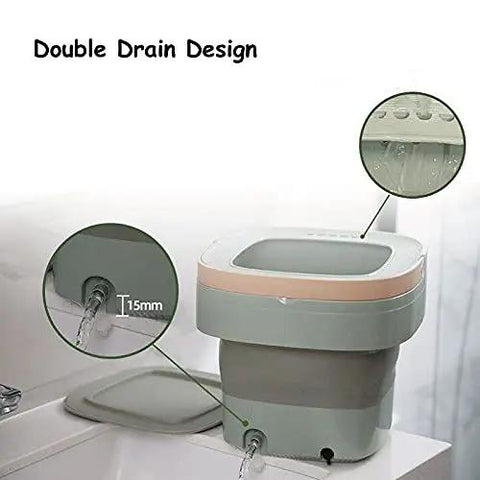 Pretty Slick Portable Mini Washing Machine Compact Folding Washer For Socks Underwear And Baby Clothes Super Lightweight with double drain design.