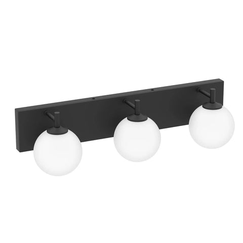 Matte Black Vanity Light 3 Light Over Mirror Dope Modern Bathroom Fixture With Milky White Glass Shades, Black Wall Light For Bath, Dimmable G9 US Socket, No Switch On Lamp, Easy Install, Standard US Junction Box