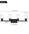 Industrial Indoor Four Light Bathroom Vanity Light In Black With Clear Glass Shades, dimensions 31.10 x 10.39 inches