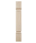 Kent Raised Panel Cabinet Column 5W By 5D By 35.5H Unfinished Rubberwood For Cabinets And Islands Top Block 6In Bottom Block 7In Stain Or Paint Ready With Precision Carved Details, side view