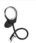 Clip On LED Magnifying Glass Lamp with 3X to 10X Magnification, flexible gooseneck arm, black design, ideal for detailed work