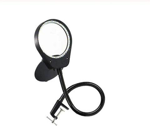 Desk Magnifier Lamp With 3X And 10X Loupes Lighted Clip On Magnifier for PCB Inspection and Jewelry Making, flexible gooseneck