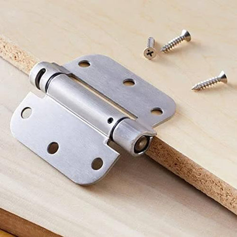 Self-Closing Door Hinge For Standard Doors Satin Nickel Finish Three And A Half Inch By Three And A Half Inch Five Eighths Inch Radius