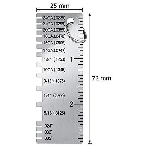Versatile Metal Thickness Gauge For Welding And Sheet Metal, Stainless Steel One Sided Plated Size Inspection Tool with ring